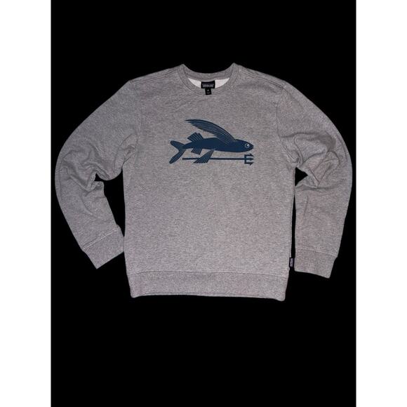 Patagonia Sweatshirt XS Gray Organic Cotton Flying Fish Midweight Crew NWOT - Picture 1 of 5